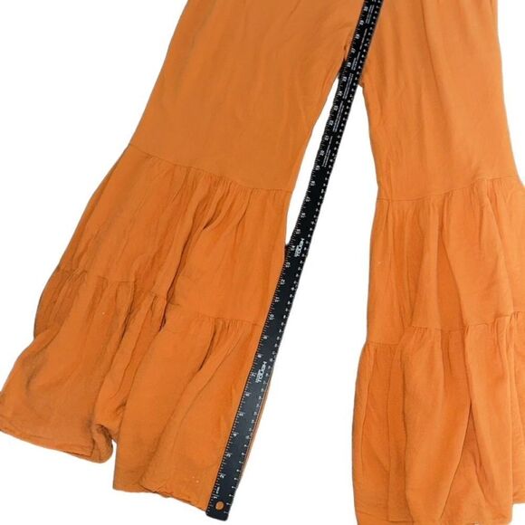 Main Strip- Women’s Golden Mustard Maggie Festival Smocked Jumpsuit Wide Leg, Lg - Picture 14 of 16